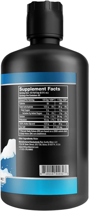 Gorilla Mode Liquid Glycerol Pre-Workout - Hydrating Pre-Workout Formula for Intense Pumps · Intramuscular Hyper-Hydration · Increased Power & Endurance / 33 FL OZ (Unflavored)