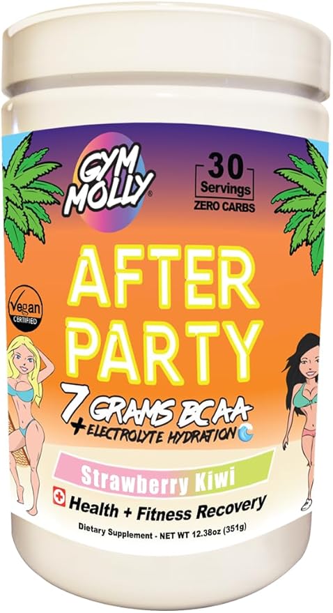 Gym Molly After Party Vegan BCAA Powder - Workout Drink Supplement for Fitness Recovery