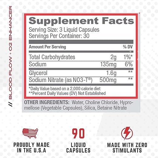 Noxygen Purus Labs Liquid Capsules Pre-Workout Accelerator | Nitric Oxide Pump Pills | Blood Flow & Oxygen Amplifier | 30 Servings, 90 Capsules