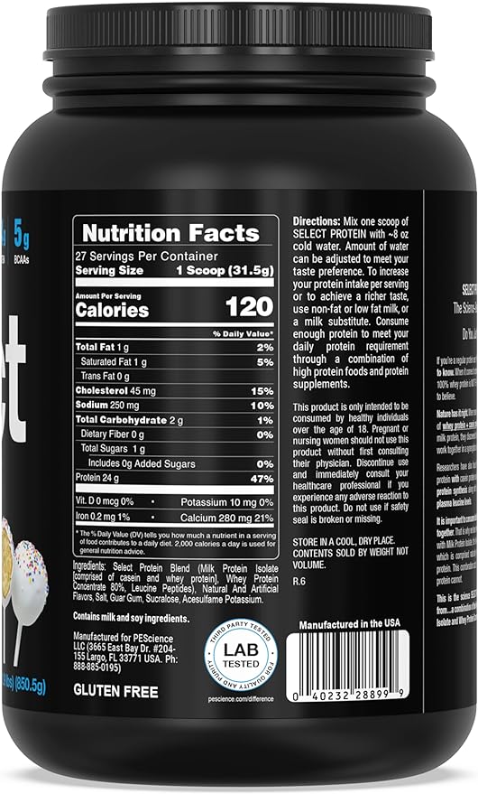 PEScience Select Low Carb Protein Powder, 27 Serving, Keto Friendly and Gluten Free