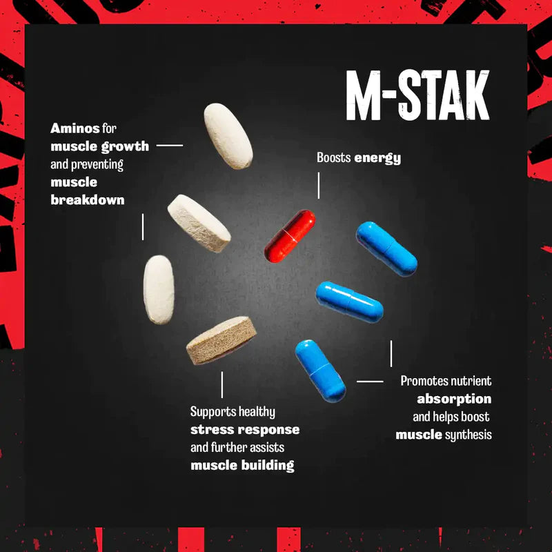 Animal M-Stak - Non-Hormonal Hard Gainers Muscle Building Stack with Energy Complex